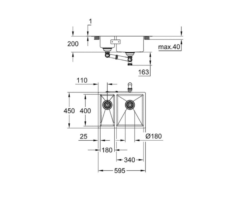 Virtuves izlietne Grohe K700 60x45cm StarLight satīna apdare, Whisper izolācija, pulēts nerūsējošais tērauds 31576SD1