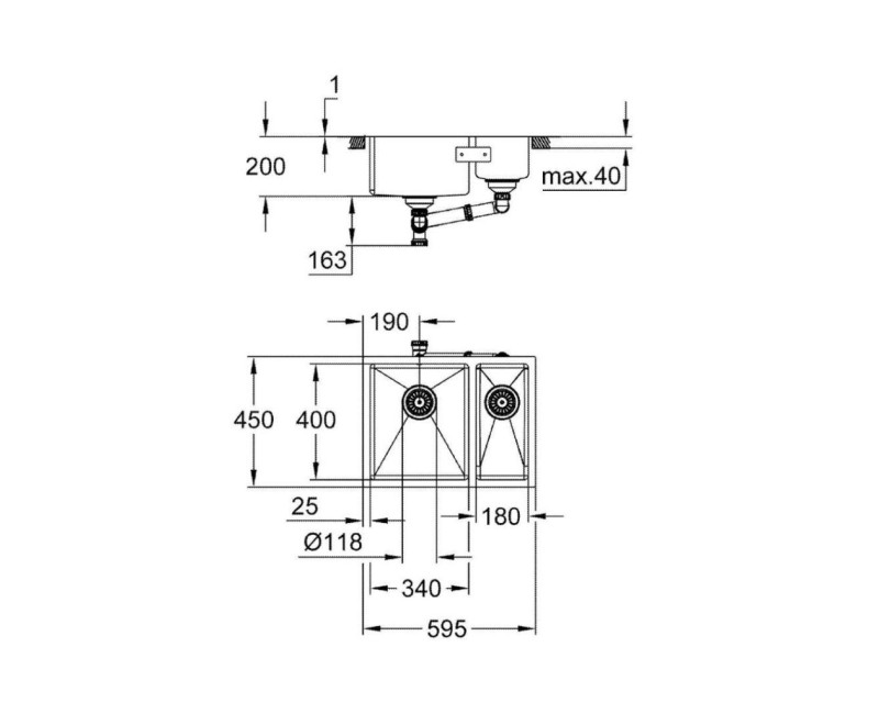 Virtuves izlietne Grohe K700 60x45cm StarLight satīna apdare, Whisper izolācija, pulēts nerūsējošais tērauds 31577SD1