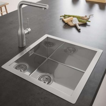 Virtuves izlietne Grohe K700 46x46cm StarLight satīna apdare, Whisper izolācija, pulēts nerūsējošais tērauds 31578SD1