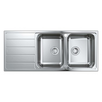 Virtuves izlietne Grohe K500 160x50cm Whisper izolācija, StarLight satīna apdare, pulēts nerūsējošais tērauds 31588SD1