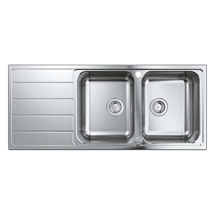 Virtuves izlietne Grohe K500 160x50cm Whisper izolācija, StarLight satīna apdare, pulēts nerūsējošais tērauds 31588SD1 Virtuves izlietne Grohe K500 160x50cm Whisper izolācija, StarLight satīna apdare, pulēts nerūsējošais tērauds 31588SD1