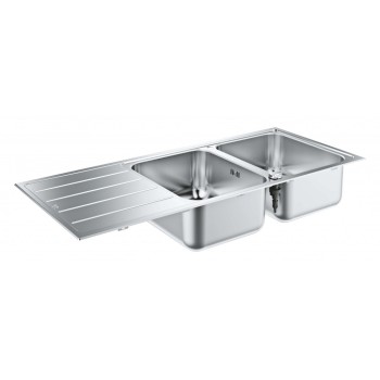 Virtuves izlietne Grohe K500 160x50cm Whisper izolācija, StarLight satīna apdare, pulēts nerūsējošais tērauds 31588SD1
