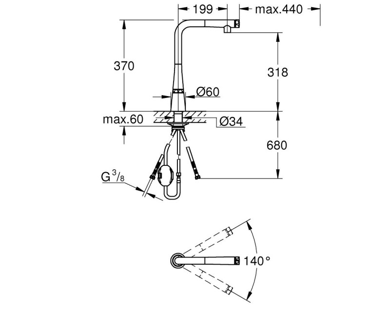 Смеситель для кухни Grohe Zedra SmartControl Выдвижной Хром 31593002