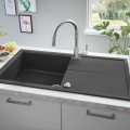 Virtuves izlietne Grohe K400 Granīta ar automātisko noteci, 100x50cm Whisper izolācija, Melna 31641AP0