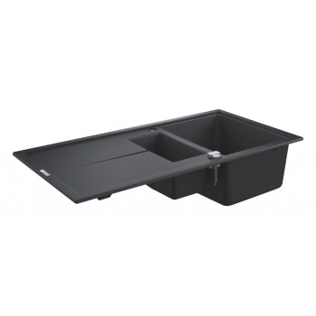 Virtuves izlietne Grohe K400 Granīta ar automātisko noteci, 100x50cm, Whisper izolācija Melna 31642AP0