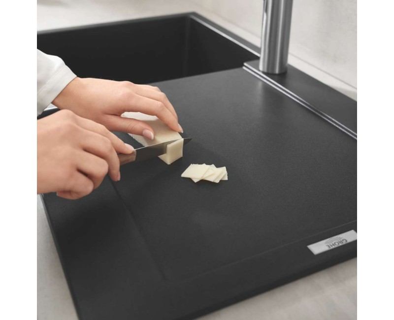 Virtuves izlietne Grohe K400 Granīta ar automātisko noteci, 86x50cm, Whisper izolācija Melna 31644AP0