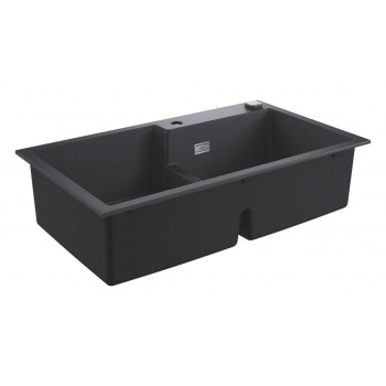 Virtuves izlietne Grohe K400 Granīta ar automātisko noteci, dubulta 86x50cm, Whisper izolācija Melna 31649AP0