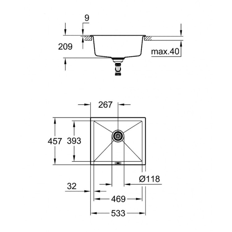 Virtuves izlietne Grohe K700 Granīta ar automātisko noteci, 53x46cm Whisper izolācija, Melna 31654AP0 Virtuves izlietne Grohe K700 Granīta ar automātisko noteci, 53x46cm Whisper izolācija, Melna 31654AP0