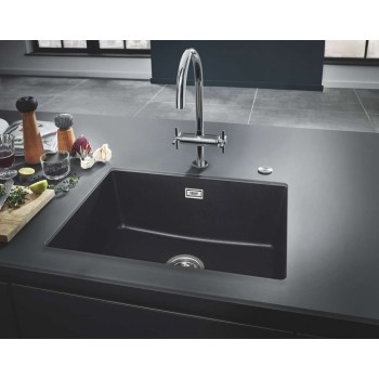 Virtuves izlietne Grohe K700 Granīta ar automātisko noteci, 61x46cm Whisper izolācija, Melna 31655AP0