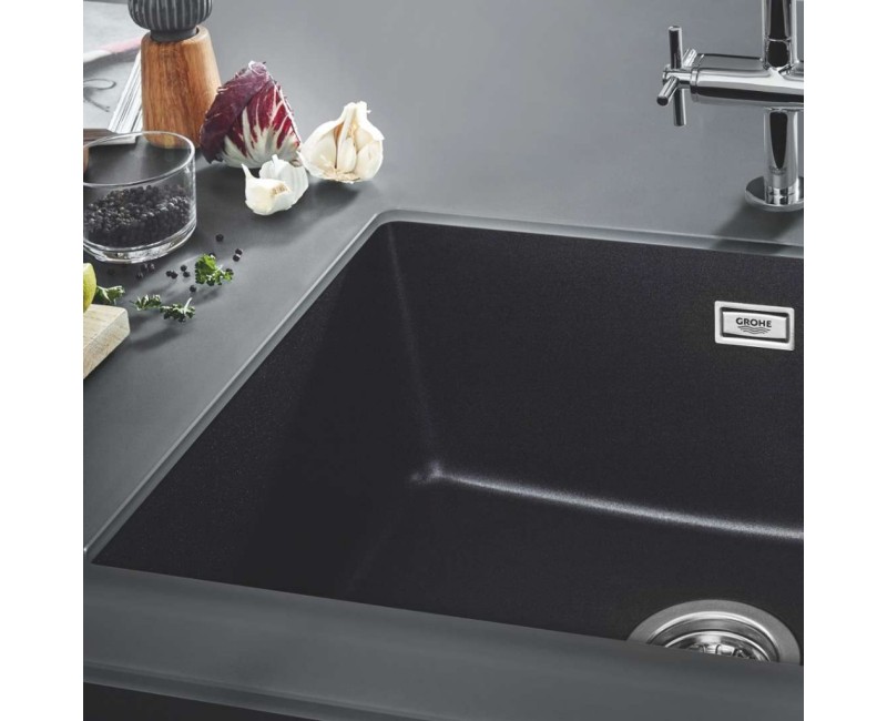 Кухонная мойка Grohe K700 Granite с автоматическим сливом, 61x46 см, изоляция Whisper, черная 31655AP0