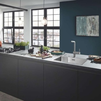Virtuves izlietne Grohe K700 55x45cm Whisper izolācija,  StarLight satīna apdare, pulēts nerūsējošais tērauds 31726SD0