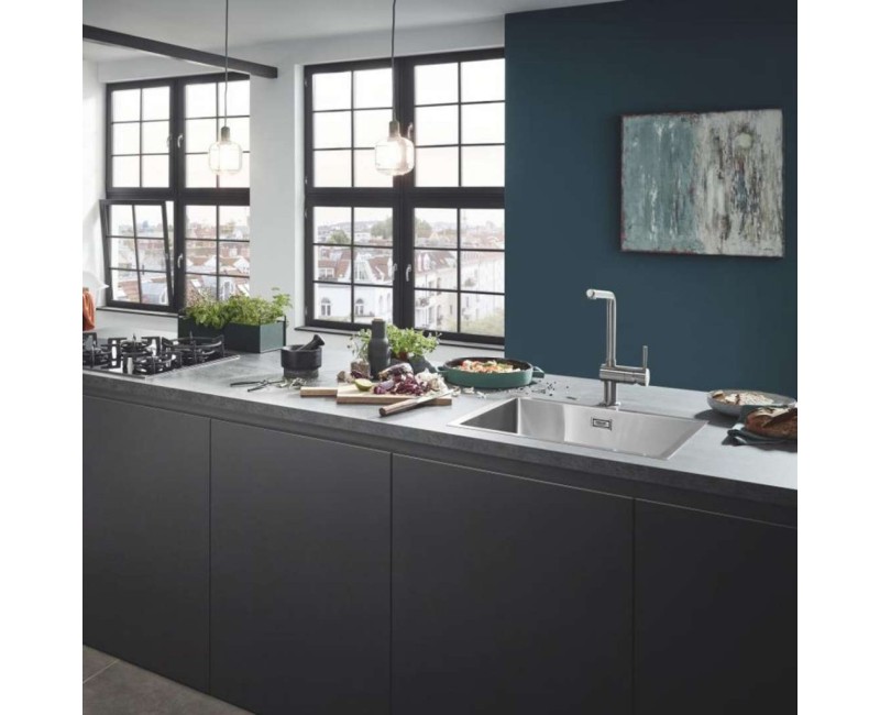 Virtuves izlietne Grohe K700 55x45cm Whisper izolācija,  StarLight satīna apdare, pulēts nerūsējošais tērauds 31726SD0