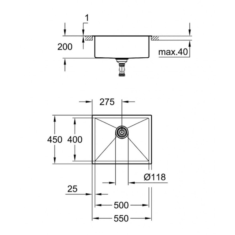 Virtuves izlietne Grohe K700 55x45cm Whisper izolācija, StarLight satīna apdare, pulēts nerūsējošais tērauds 31726SD0 Virtuves izlietne Grohe K700 55x45cm Whisper izolācija, StarLight satīna apdare, pulēts nerūsējošais tērauds 31726SD0