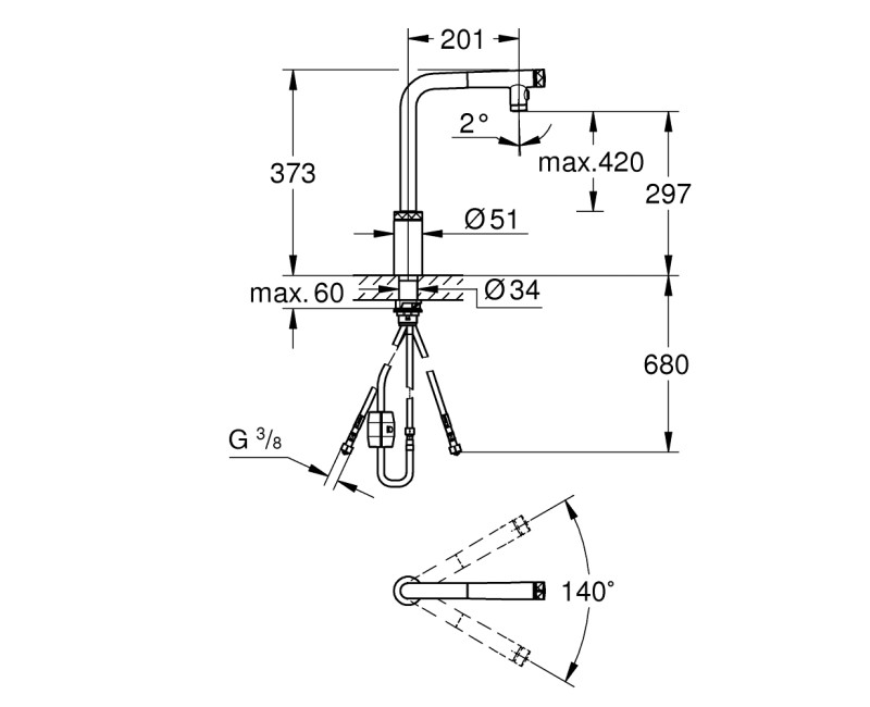Virtuves maisītājs Grohe Minta SmartControl ar sensoru Supersteel 31889DC0
