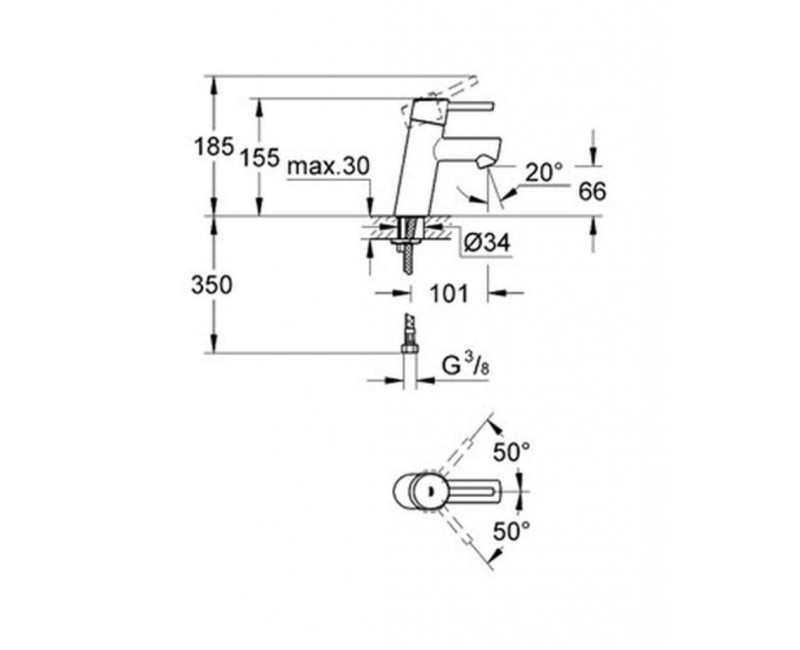 Vannas istabas izlietnes maisītājs Grohe Concetto StarLight® apdare, Hromēts 3224010E