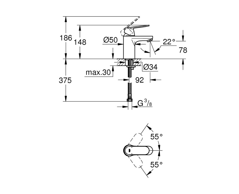 Grohe Eurosmart Cosmopolitan S-Size смеситель для раковины, хром 32824000