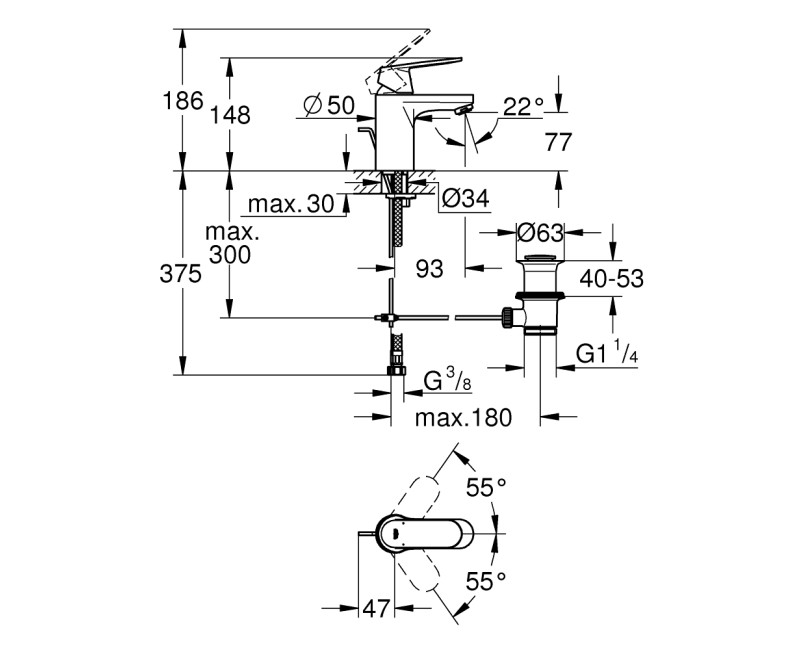 Grohe Eurosmart Cosmopolitan S-Size смеситель для раковины, хром 3282500E
