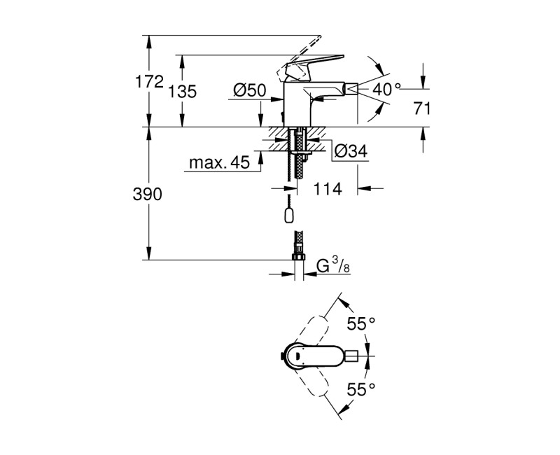 Смеситель для биде Grohe Eurosmart Cosmopolitan, хром 32840000