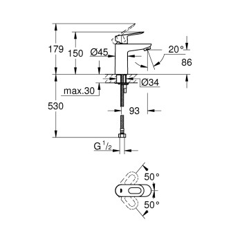 Grohe BauLoop смеситель для раковины, хром 32854000