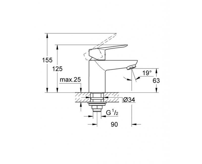 Kран для раковины Grohe BauLoop StarLight® хромированная отделка 32857000