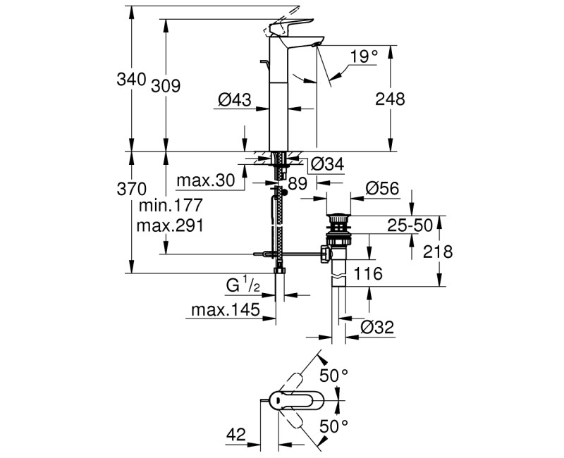Izlietnes maisītājs Grohe BauEdge XL-Size 32860000 Hromēts