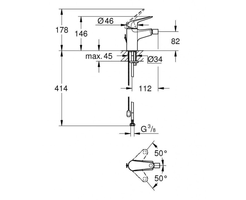 Bide maisītājs GROHE Euroeco  StarLight® apdare, Long-Life® apdare, Hromēts 32882001