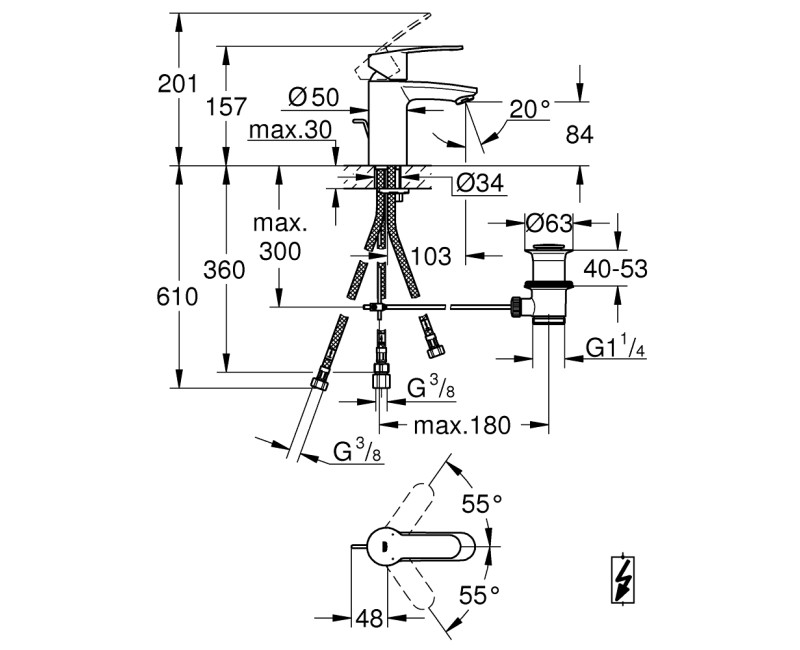 Grohe Eurostyle Cosmopolitan S-Size смеситель для раковины, с pop up клапаном, хром 33561002