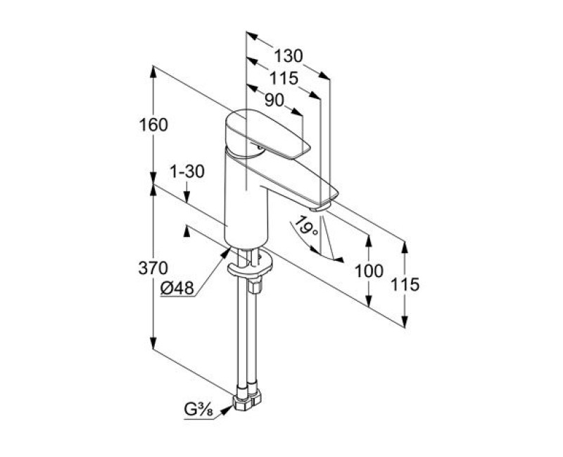 Смеситель для раковины  Kludi Pure&Solid 342920575 Хром