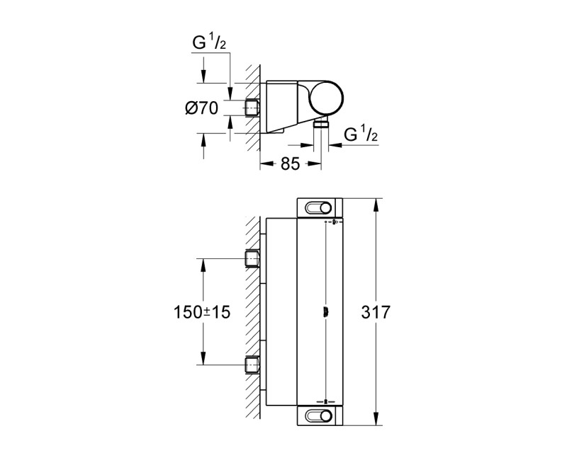 Dušas maisītājs Grohe Grohtherm 2000,  ar termostatu Hromēts 34469001