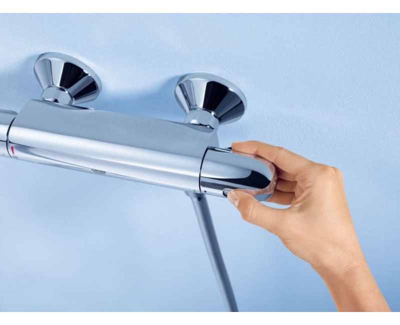 Смеситель для душа GROHE Grohtherm с термостатом, технология CoolTouch, покрытие StarLight, хром 34550000