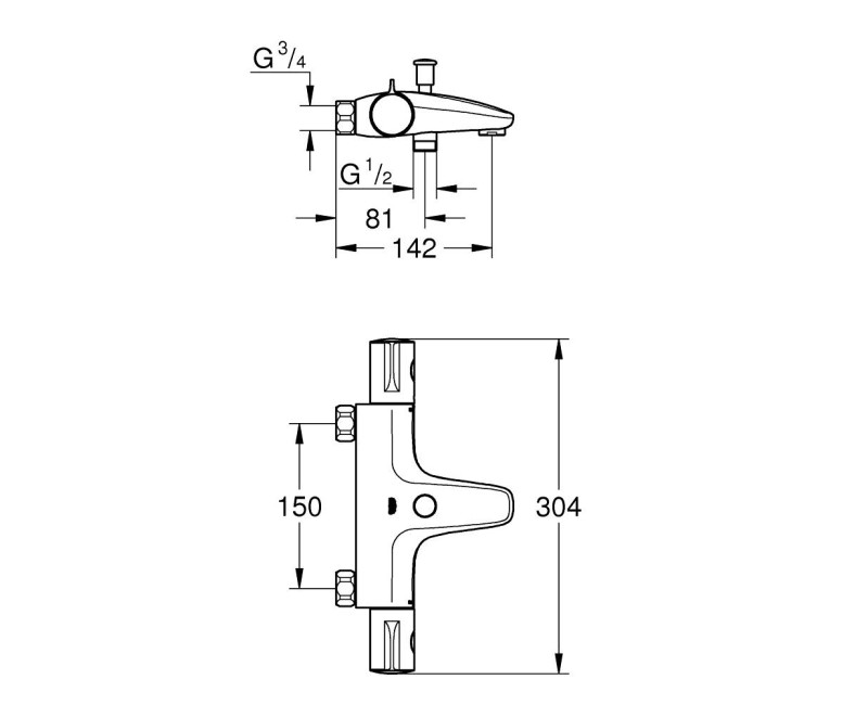 Смеситель для ванны/душа Grohe Grohtherm 800, хром 34568000