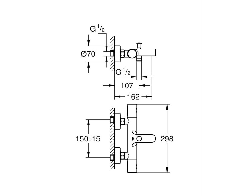 Смеситель для ванны/душа Grohe Grohtherm 800 Cosmopolitan, хром 34766000