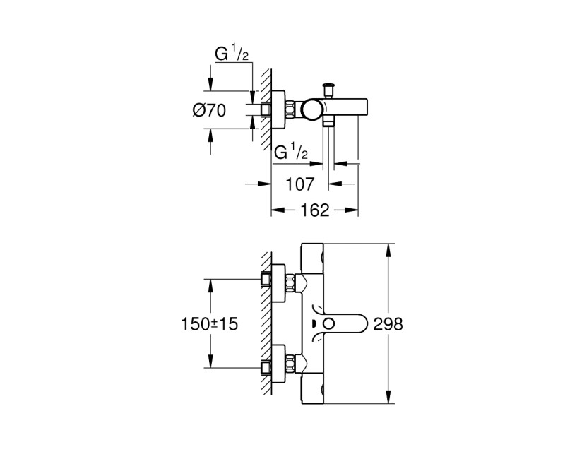 Смеситель для ванны/душа Grohe Precision Get с термостатом, хром