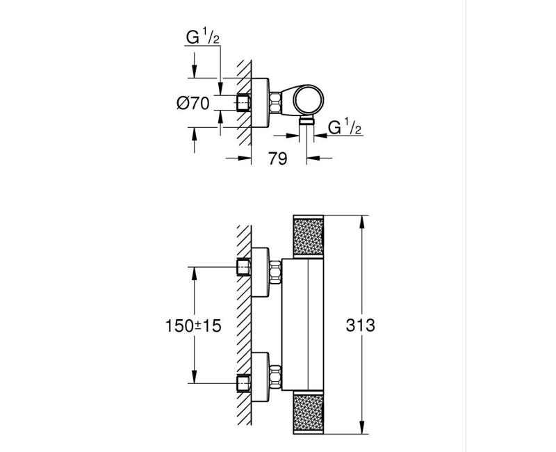 Dušas maisītājs Grohe Precision Feel, ar termostatu hromēts 34790000