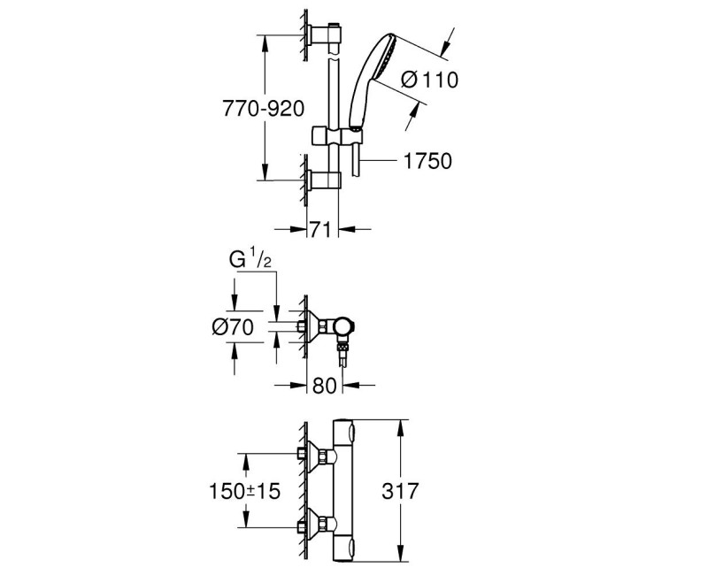 Dušas sistēma Grohe Precision Flow ar Termostatu Hromēta 34805001