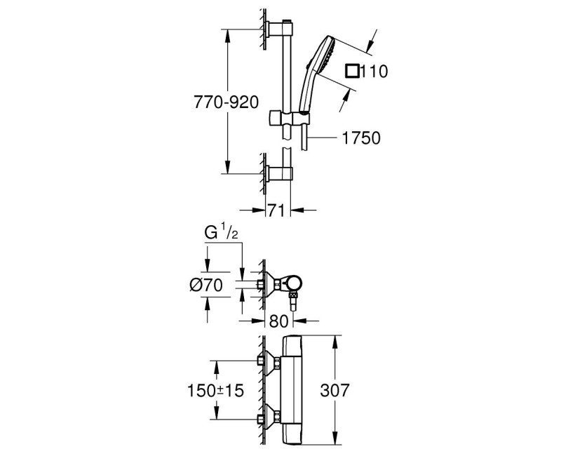 Душевая система Grohe Precision Trend с термостатом Chrome 34855003