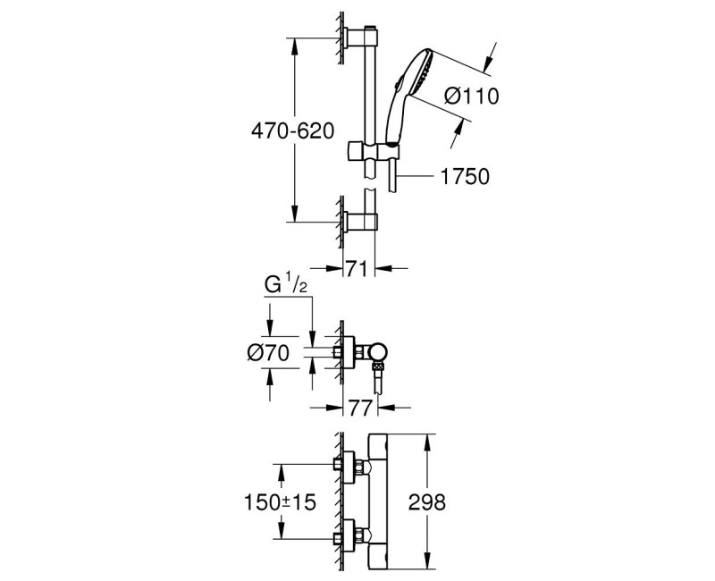 Dušas sistēma Grohe Precision Get ar Termostatu Hromēts 34856000