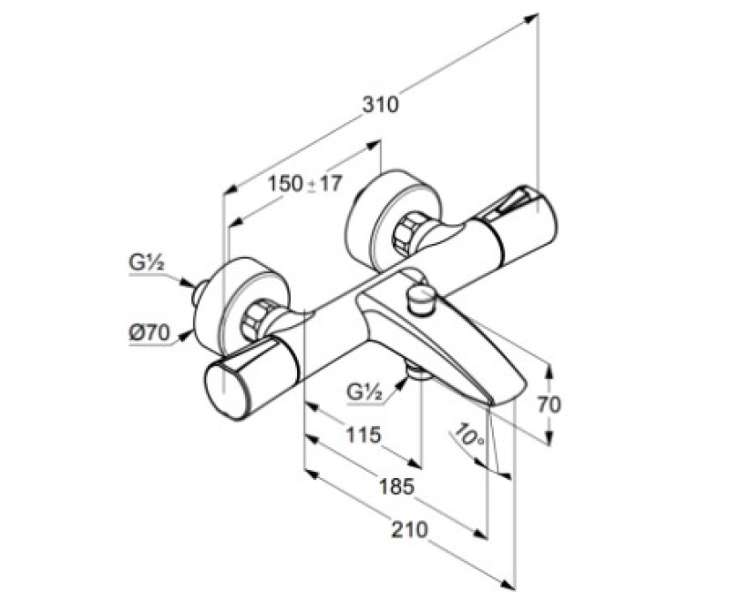 Смеситель для ванны/душа Kludi Zenta SL с термостатом, хром