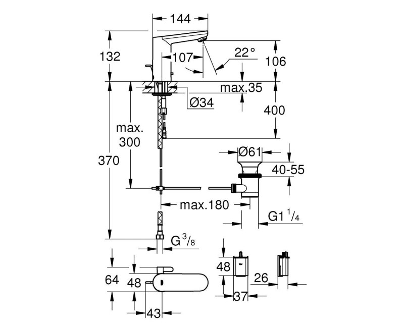 Izlietnes maisītājs Grohe Eurosmart Cosmopolitan E 36331001 Hromēts