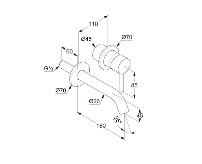 Смеситель для раковины Kludi Bozz встраиваемый 38244N076 матовый золотой