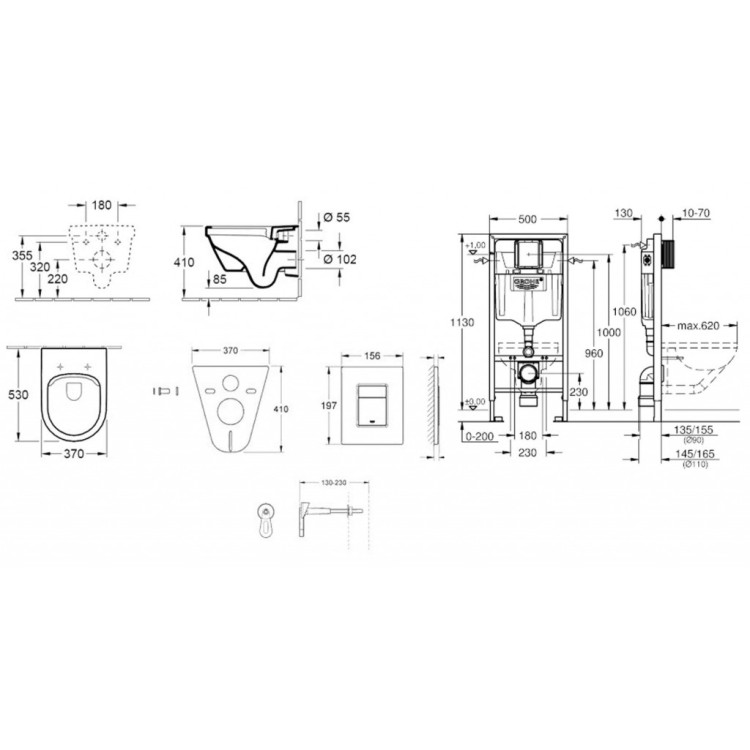 Tualetes poda komplekts Grohe Rapid SL rāmis ar podu Villeroy & Boch Omnia Architectura Rimless, hromētu pogu Scate Cosmo un Soft Close vāku Tualetes poda komplekts Grohe Rapid SL rāmis ar podu Villeroy & Boch Omnia Architectura Rimless, hromētu pogu Scate Cosmo un Soft Close vāku