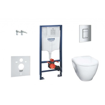 Tualetes poda komplekts Grohe Solido rāmis ar podu Bau Ceramic, Hromēta Skate Cosmopolitan poga un Soft Close vāku