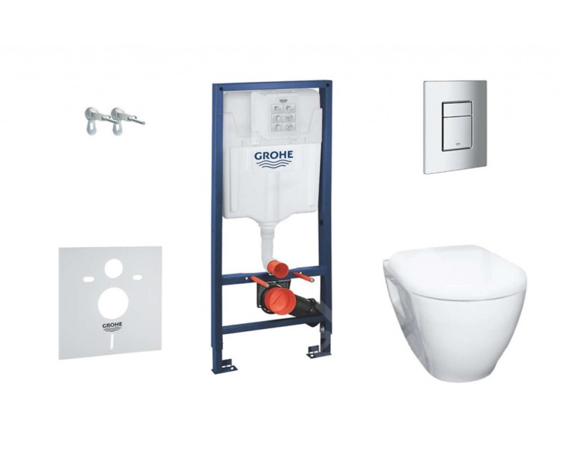 Tualetes poda komplekts Grohe Solido rāmis ar podu Bau Ceramic, Hromēta Skate Cosmopolitan poga un Soft Close vāku