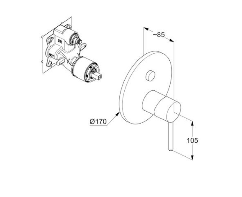 Vannas / Dušas maisītājs Kludi Bozz iebūvējams, Melns