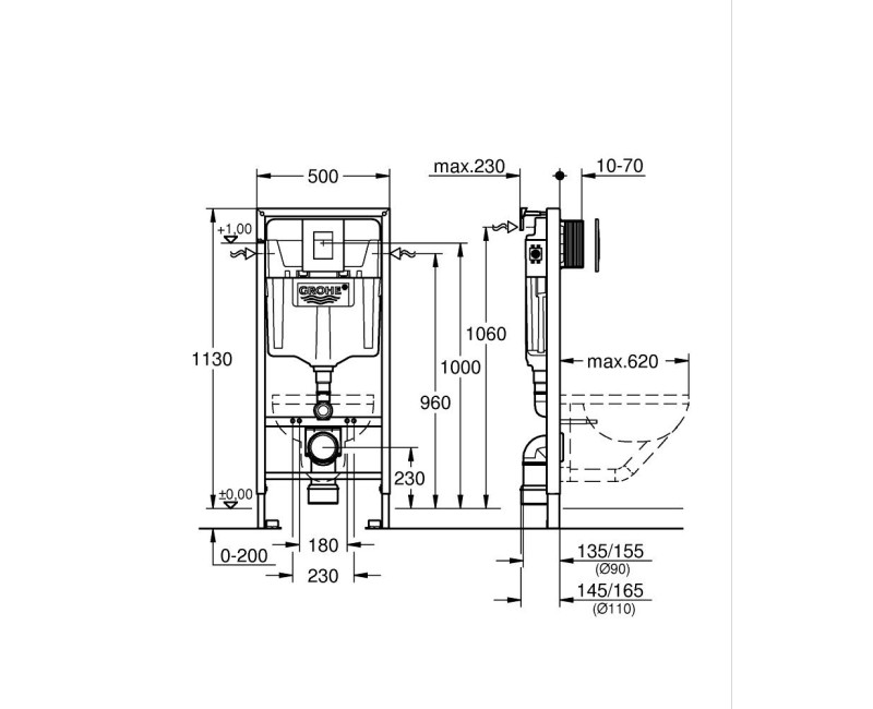 Pама для унитаза Grohe Rapid SL  с кнопкой Skate Cosmopolitan White 38772SH0