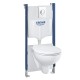 Tualetes poda komplekts Grohe Solido rāmis, Bau Ceramic Rimless pods, Hromēta poga un Soft Close vāku Tualetes poda komplekts Grohe Solido rāmis, Bau Ceramic Rimless pods, Hromēta poga un Soft Close vāku