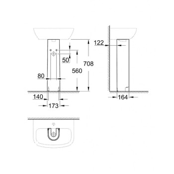 Izlietnes kāja GROHE Bau Ceramic Balta 39425000