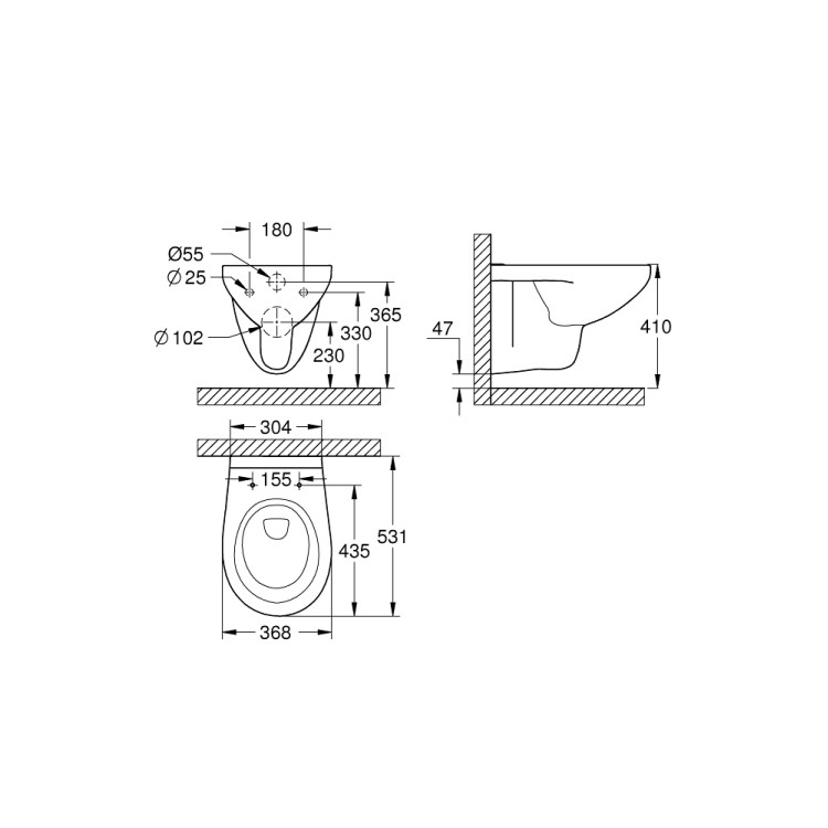 Piekaramais pods Grohe Bau Ceramic Rimless Bez vāka 39328000 Piekaramais pods Grohe Bau Ceramic Rimless Bez vāka 39328000