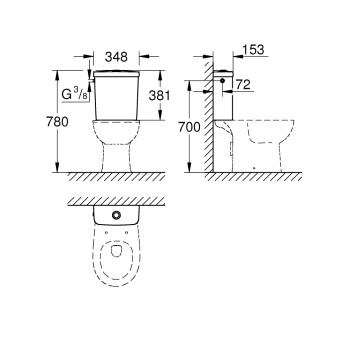 Сливной бачок Grohe Bau Ceramic белый