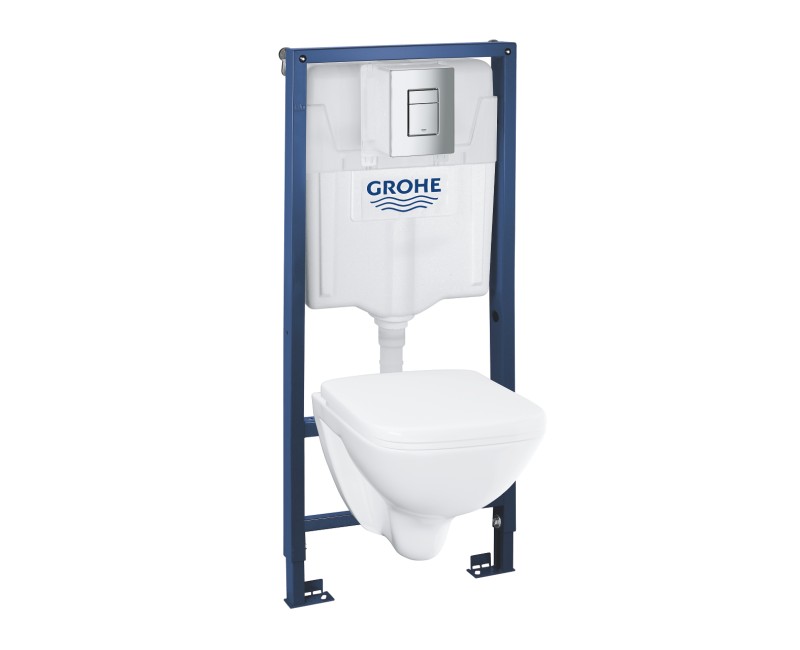Комплект Grohe WC унитаз+рама Solido+кнопка poga Skate Cosmopolitan Chrome+кришка Soft Close 39467000